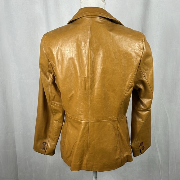 Vintage Rogue Leather by Reilly Olmes Camel Brown Leather Jacket. - Picture 3 of 12